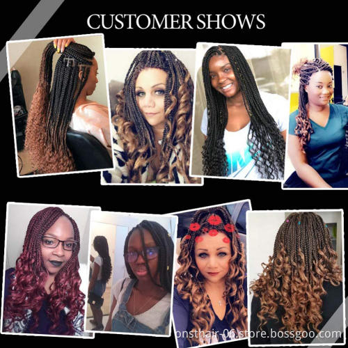 24Inch Long Culry Wavy Senegalese Twist Curly Ends Crochet Braiding Hair Extensions Synthetic Box Braids With Crochet Braid
